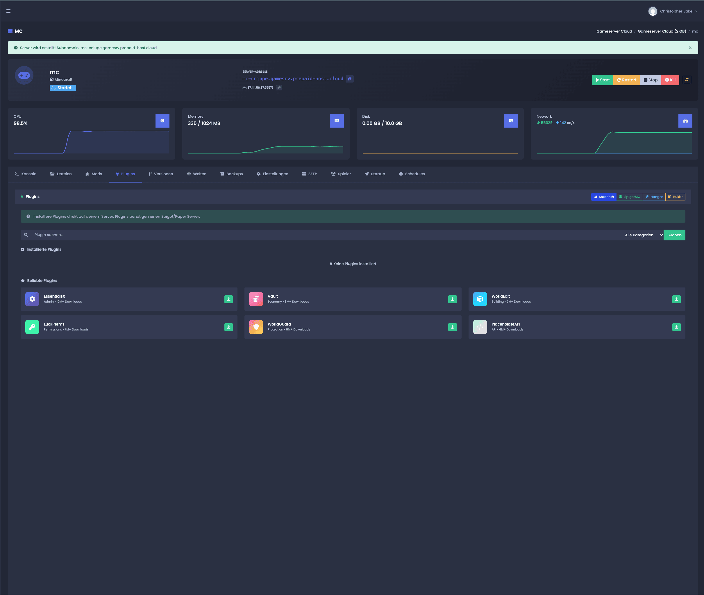 Gameserver Cloud Panel